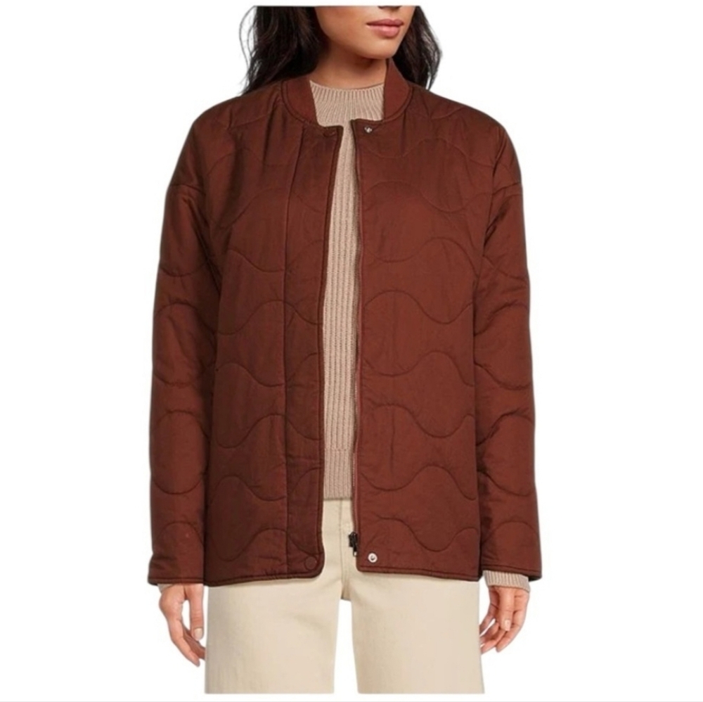 Everly Quilted Crew Neck Long Sleeve Zipper Front Jacket NWT